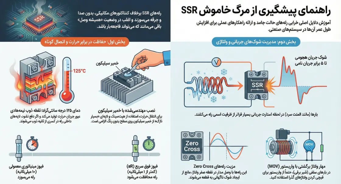 اینفوگرافیک راهنما و علائم و دلایل سوختن رله ssr