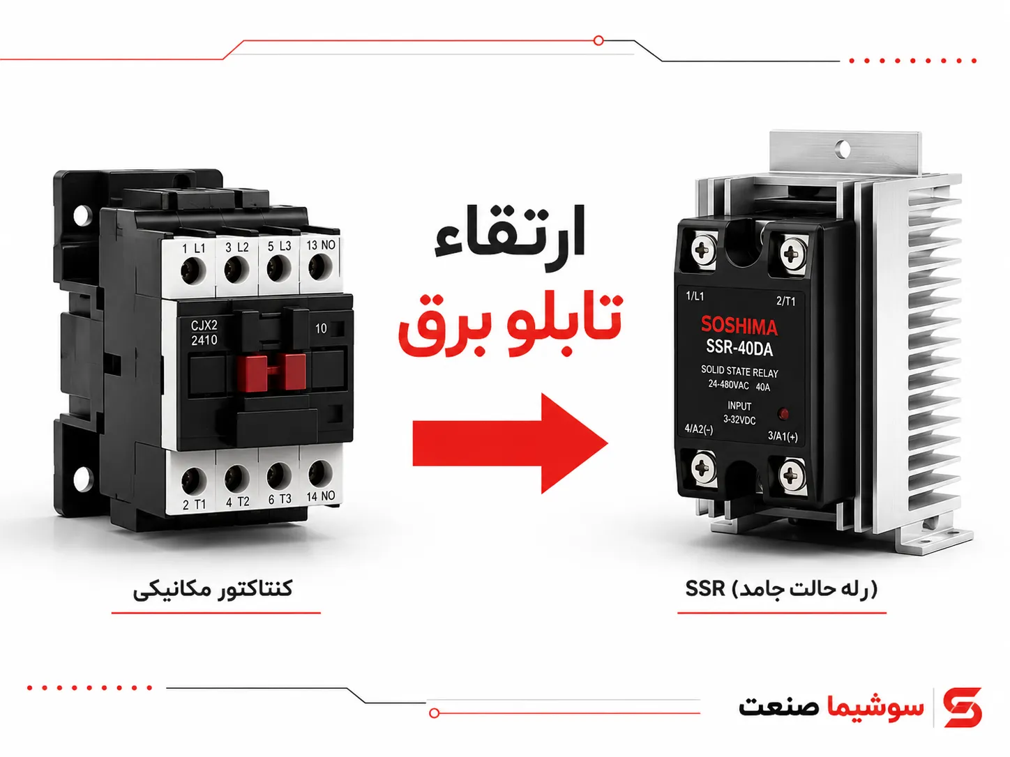 تصویر ارتقاء تابلو برق با جایگزینی کنتاکتور با SSR